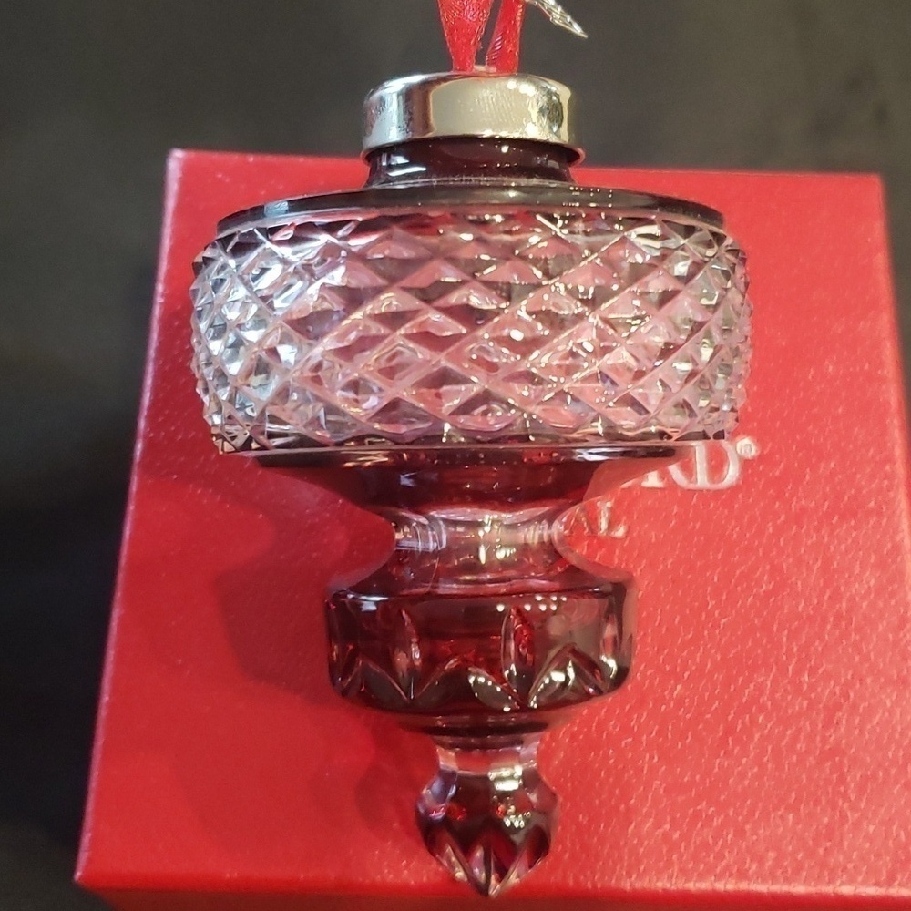 Waterford 2002 Cased crystal ruby red ornament